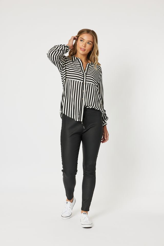 Tina Stripe Shirt - Black & White