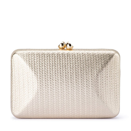 Tamar Metallic Clutch - Gold