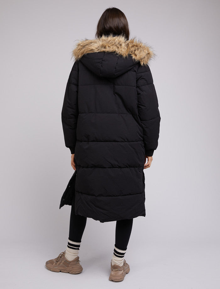 Active Fur Longline Puffer - Black