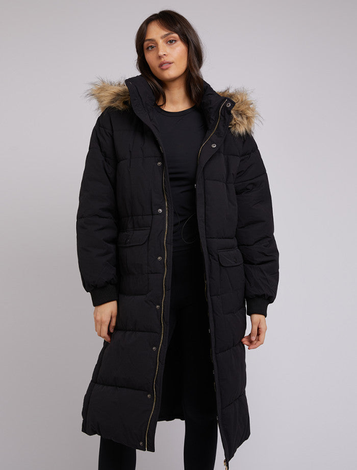 Active Fur Longline Puffer - Black