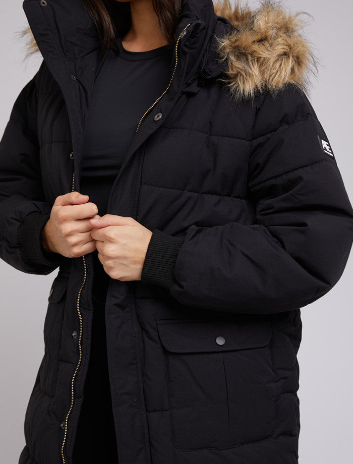 Active Fur Longline Puffer - Black