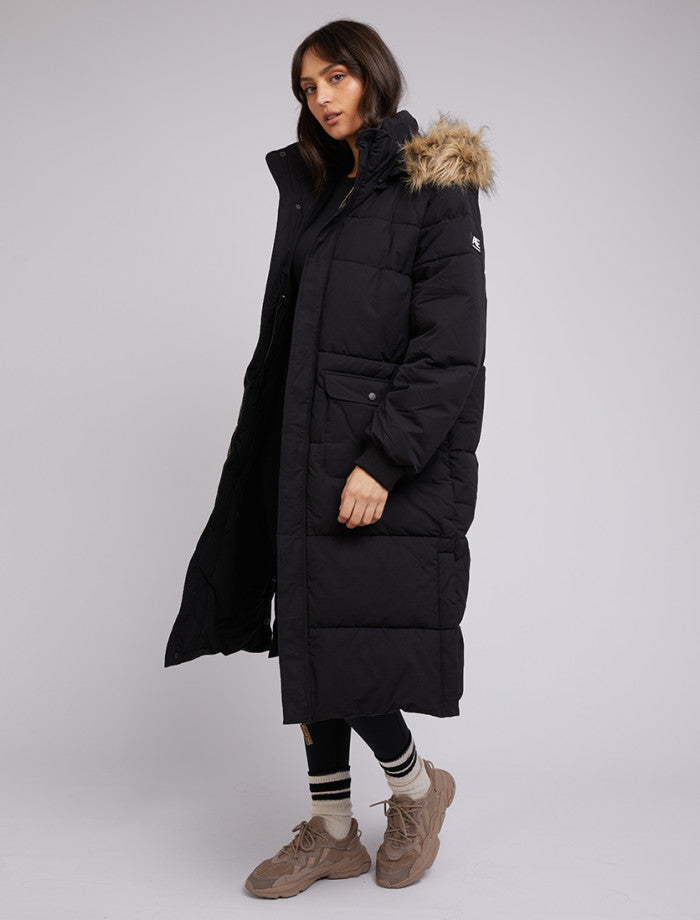 Active Fur Longline Puffer - Black
