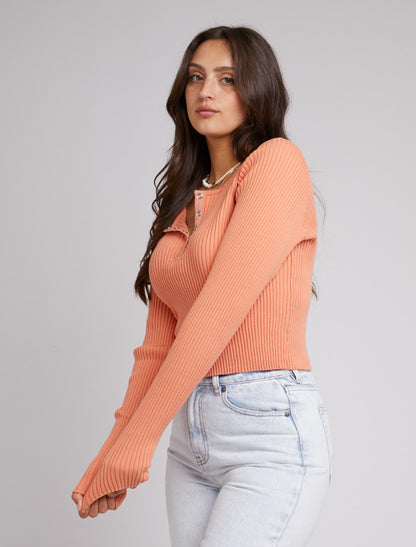 Allana Rib Top - Peach