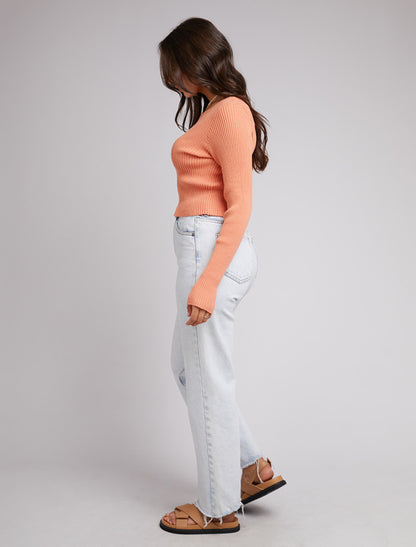 Allana Rib Top - Peach