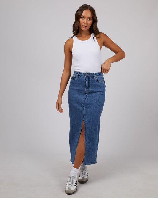 Eva Comfort Maxi Skirt - Mid Blue
