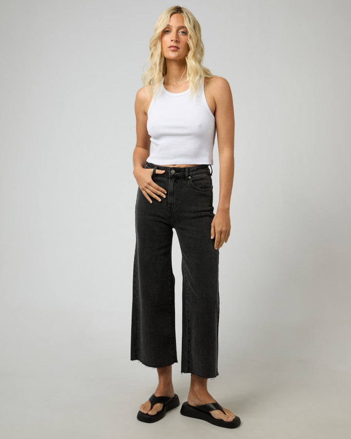 Charlie High Rise Wide Leg  - Washed Black