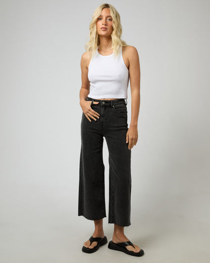 Charlie High Rise Wide Leg  - Washed Black