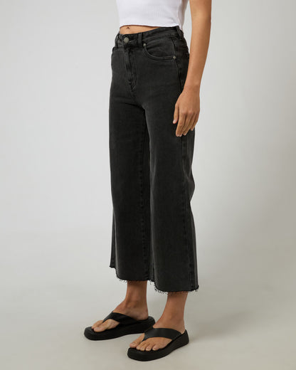 Charlie High Rise Wide Leg  - Washed Black