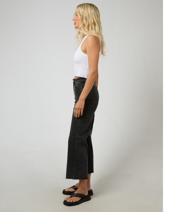 Charlie High Rise Wide Leg  - Washed Black