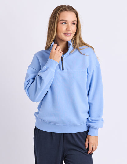 College Pigment Zip Crew- Bluebell
