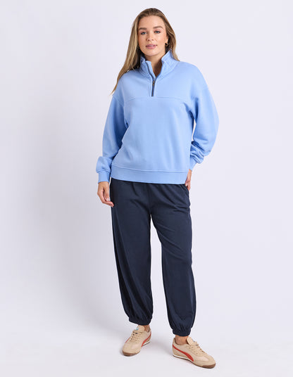 College Pigment Zip Crew- Bluebell