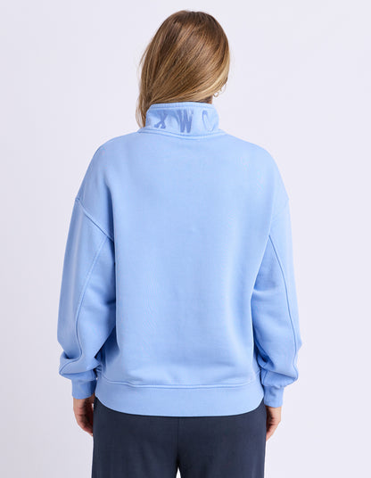 College Pigment Zip Crew- Bluebell