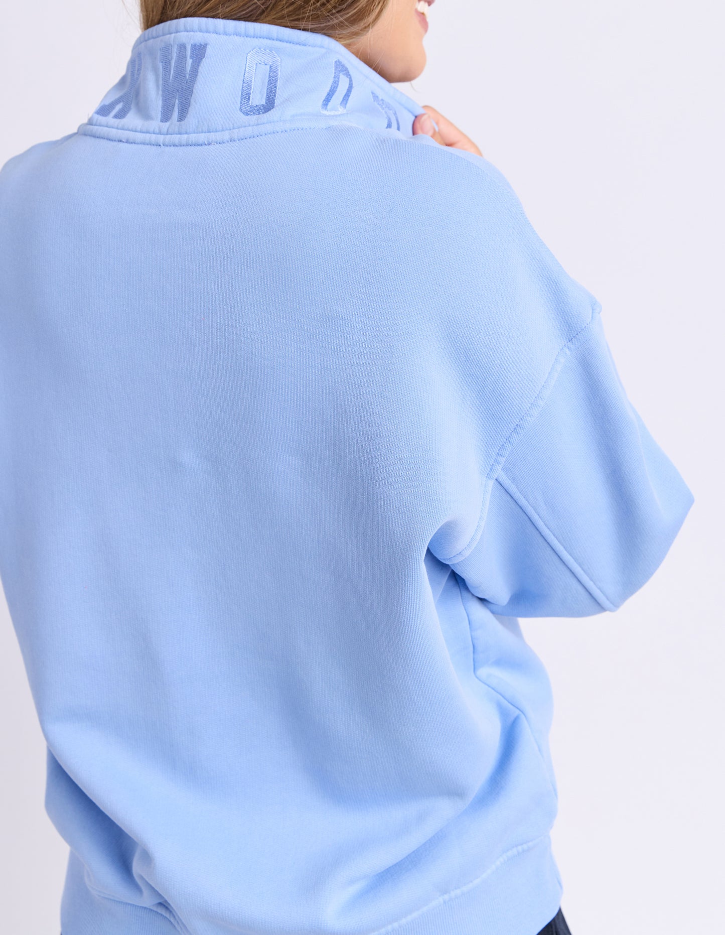 College Pigment Zip Crew- Bluebell