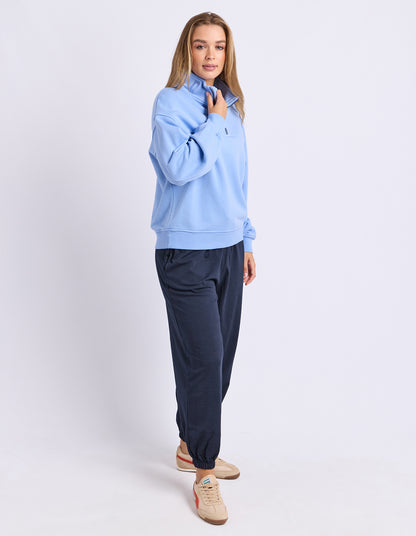 College Pigment Zip Crew- Bluebell