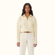 Tambaroora 1/4 Zip Sweatshirt - Ecru