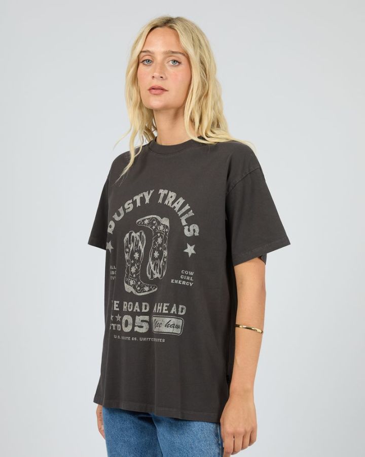 Dusty Trails Relaxed Tee - Washed Black