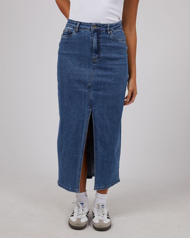 Eva Comfort Maxi Skirt - Mid Blue
