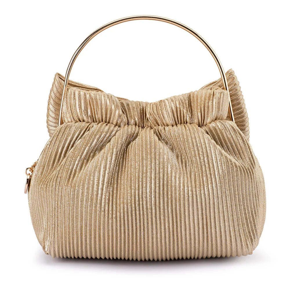 Elise Pleated Top Handle- Champagne