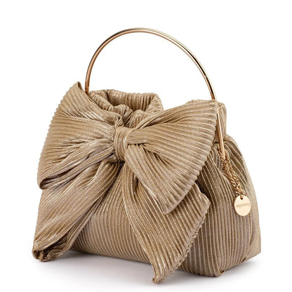 Elise Pleated Top Handle- Champagne