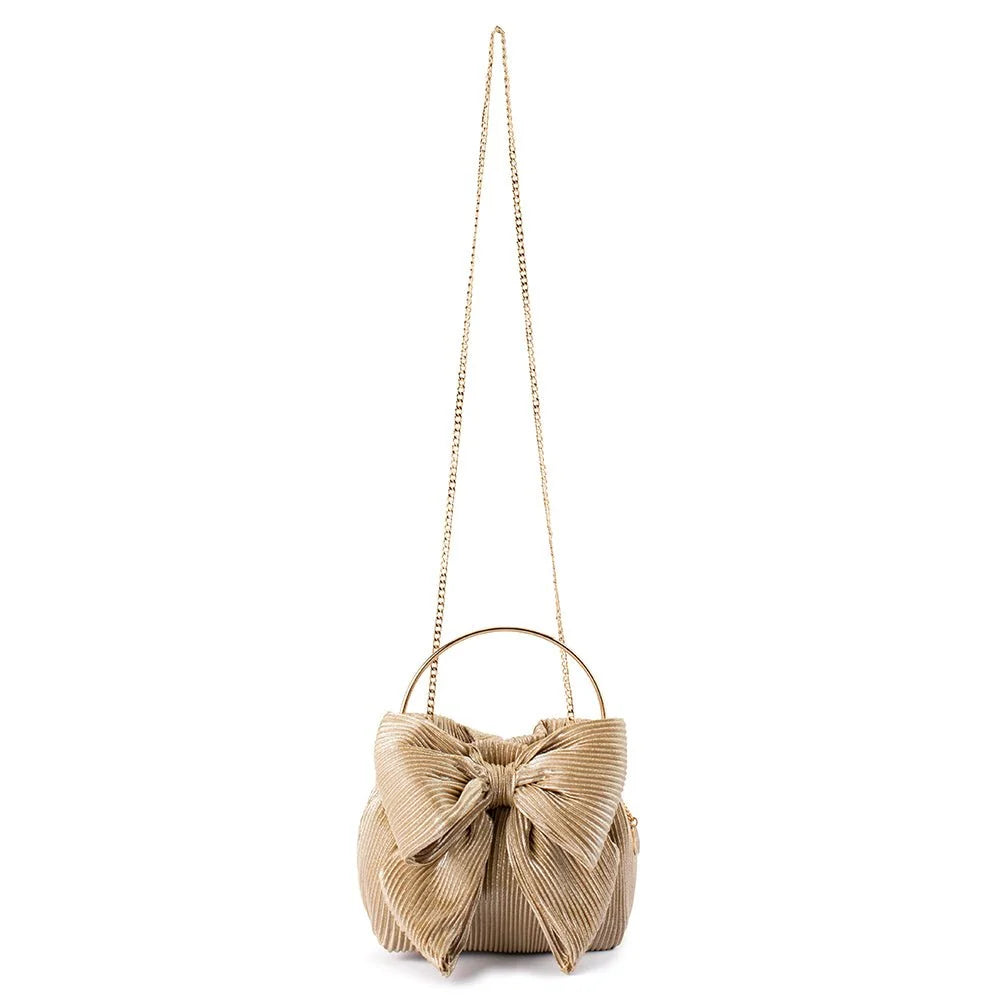 Elise Pleated Top Handle- Champagne
