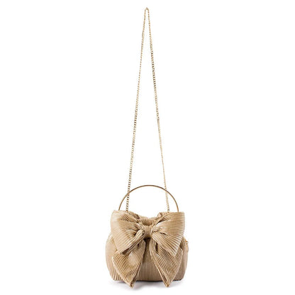 Elise Pleated Top Handle- Champagne