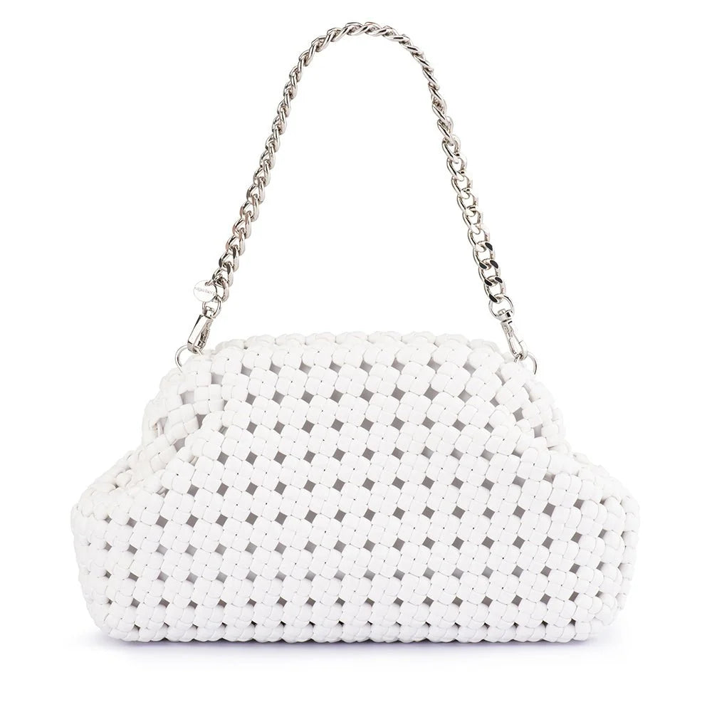 Everly Hand Woven Clutch- White
