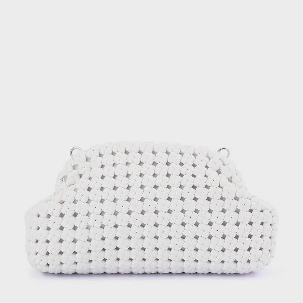 Everly Hand Woven Clutch- White