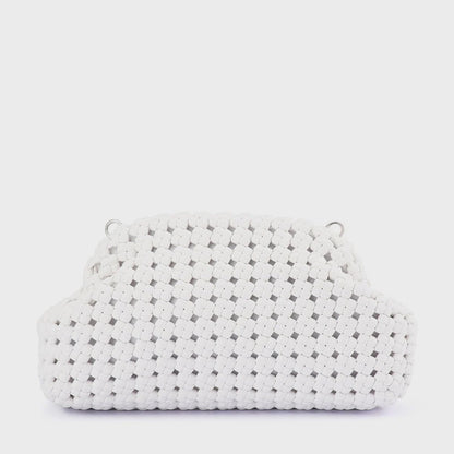 Everly Hand Woven Clutch- White