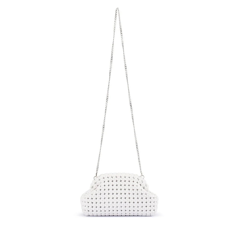 Everly Hand Woven Clutch- White