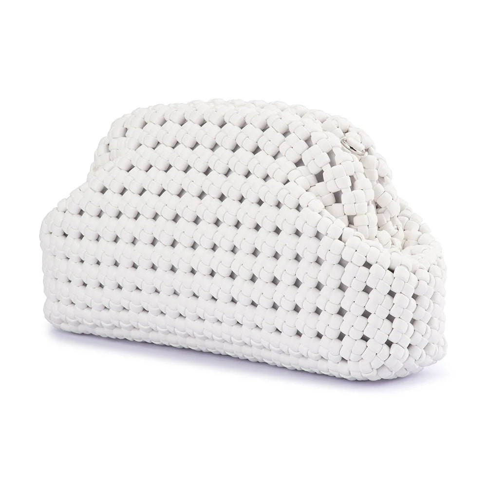 Everly Hand Woven Clutch- White