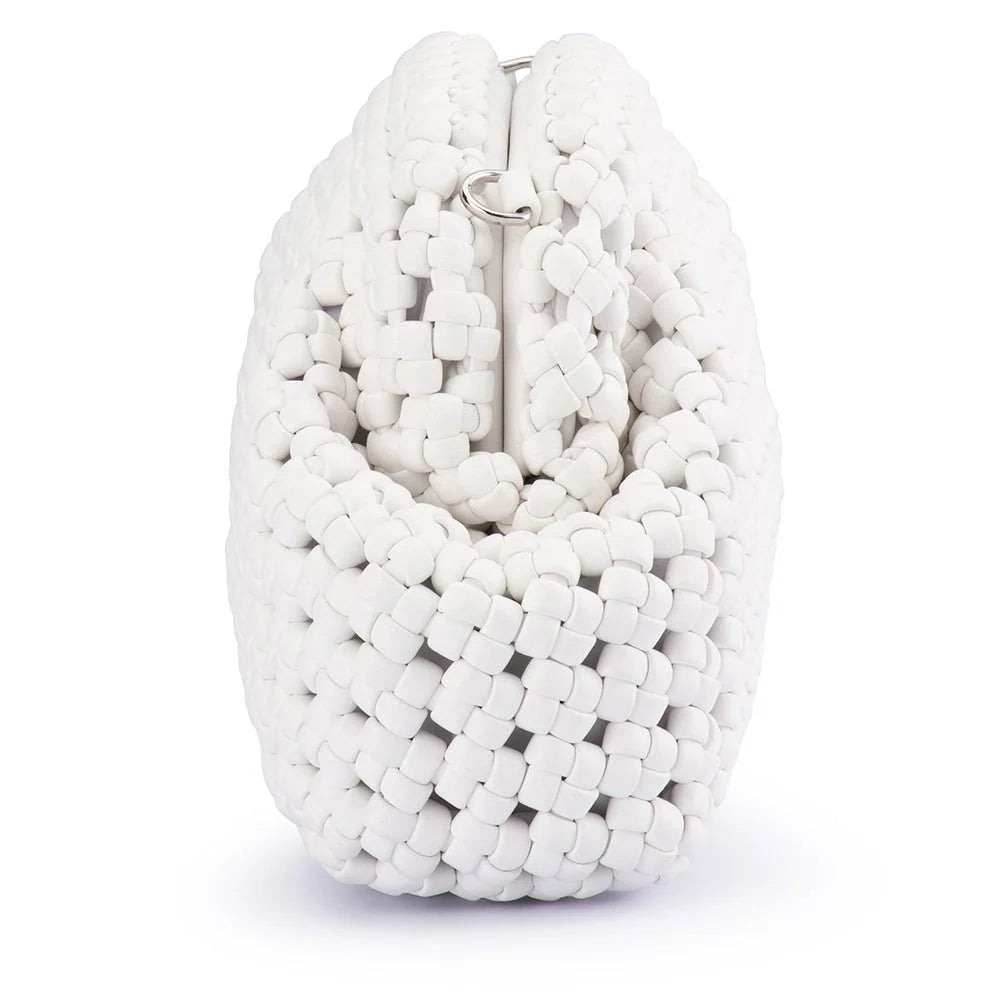 Everly Hand Woven Clutch- White