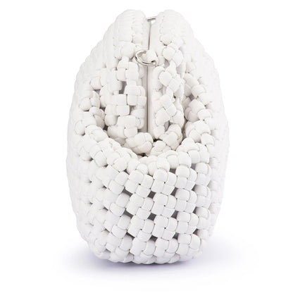Everly Hand Woven Clutch- White