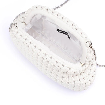 Everly Hand Woven Clutch- White