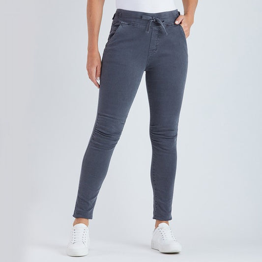Tie Front Gathered Jean - Charcoal