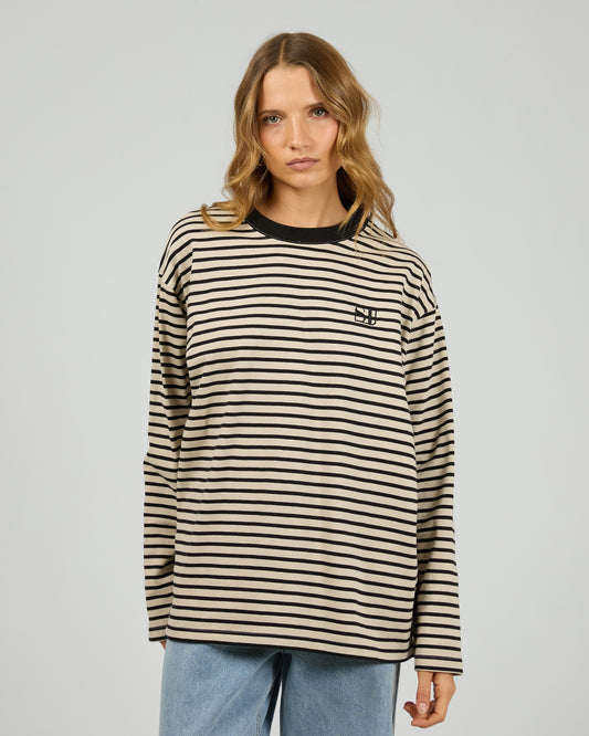 Foundation Stripe L/S Tee- Black