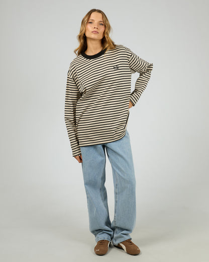 Foundation Stripe L/S Tee- Black