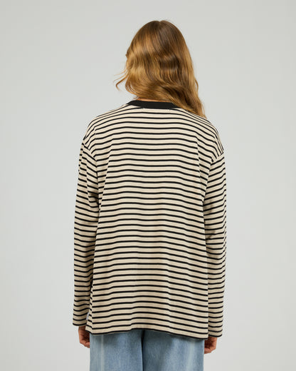Foundation Stripe L/S Tee- Black