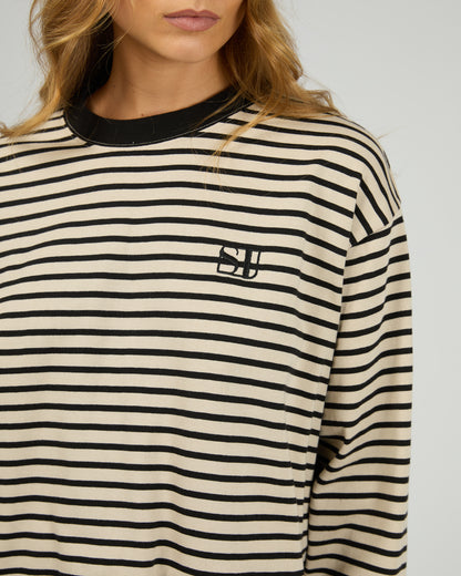 Foundation Stripe L/S Tee- Black