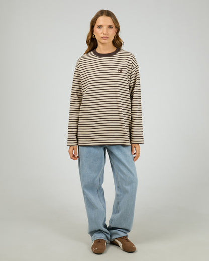 Foundation Stripe L/S Tee - Choc