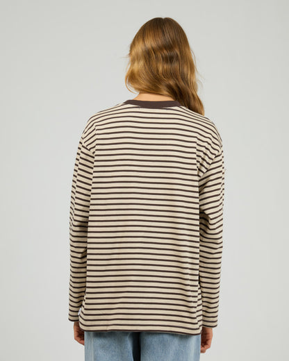 Foundation Stripe L/S Tee - Choc