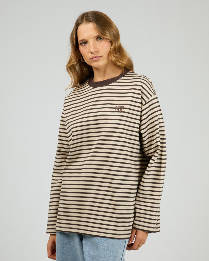 Foundation Stripe L/S Tee - Choc