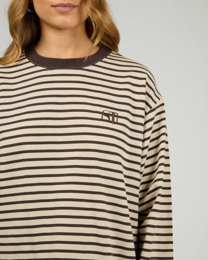 Foundation Stripe L/S Tee - Choc