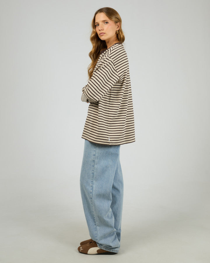 Foundation Stripe L/S Tee - Choc