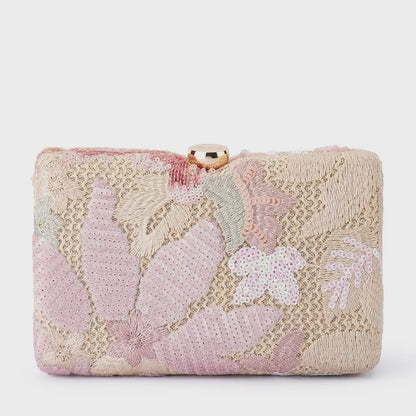 Greta Floral Clutch- Blush