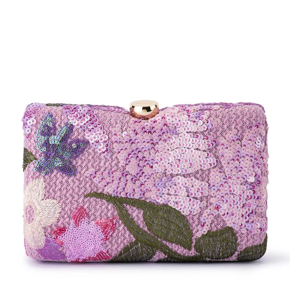 Greta Floral Clutch- Lilac