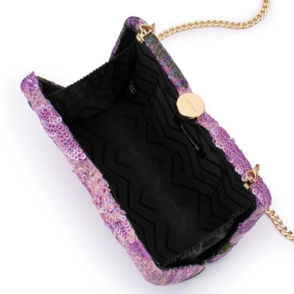 Greta Floral Clutch- Lilac
