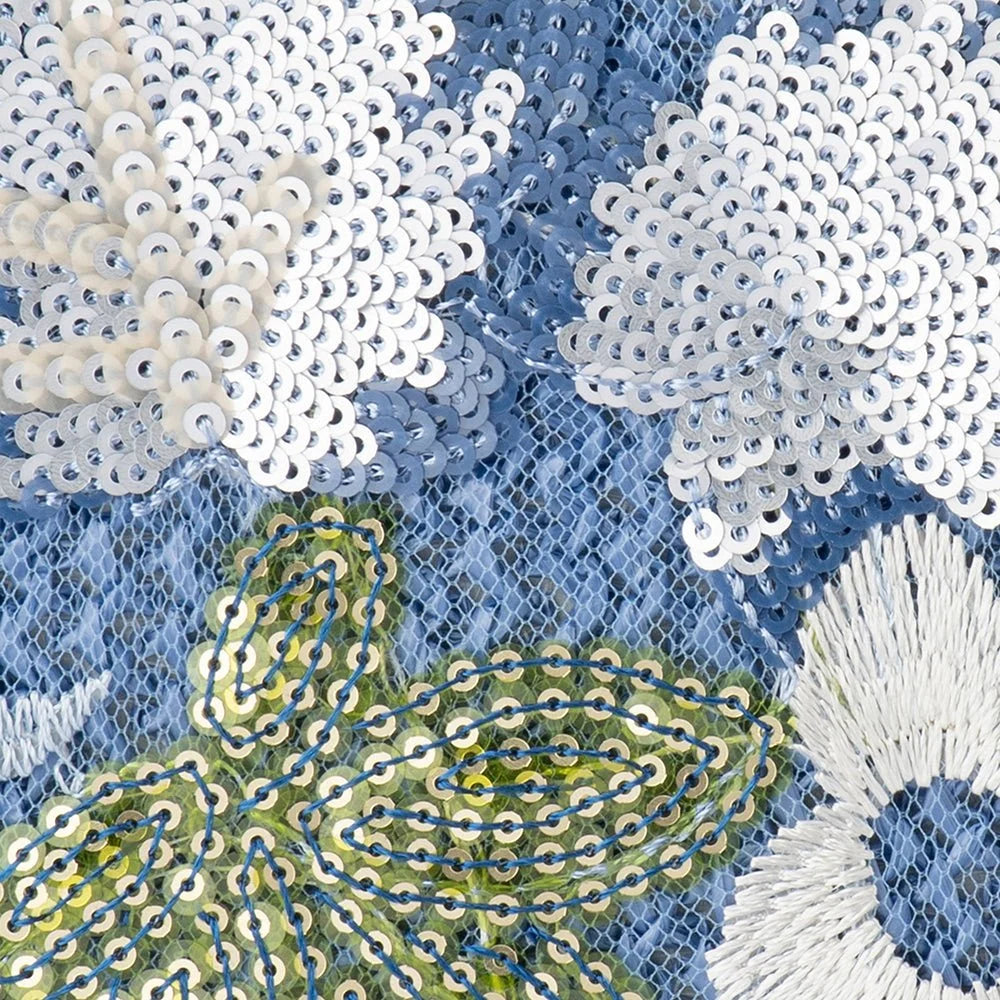 Greta Floral Clutch- Blue