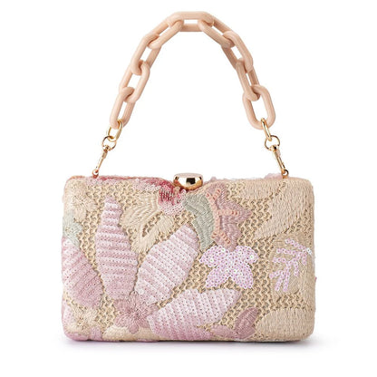 Greta Floral Clutch- Blush
