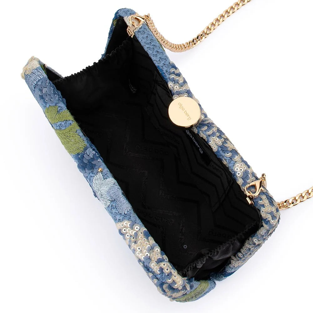 Greta Floral Clutch- Blue