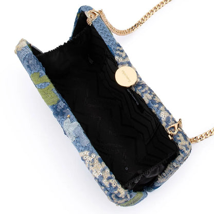 Greta Floral Clutch- Blue